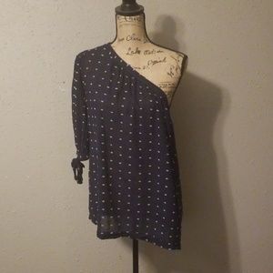 Navy Blue One Sleeve Top | Asymmetrical Top